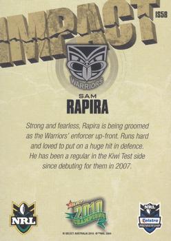 2010 NRL Champions - Impact Signature Gold #IS58 Sam Rapira Back